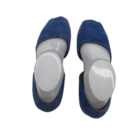 Franco Sarto Blue Suede Venezia Peep Toe Sandals Size 8 1/2 Women's - Picture 5 of 10